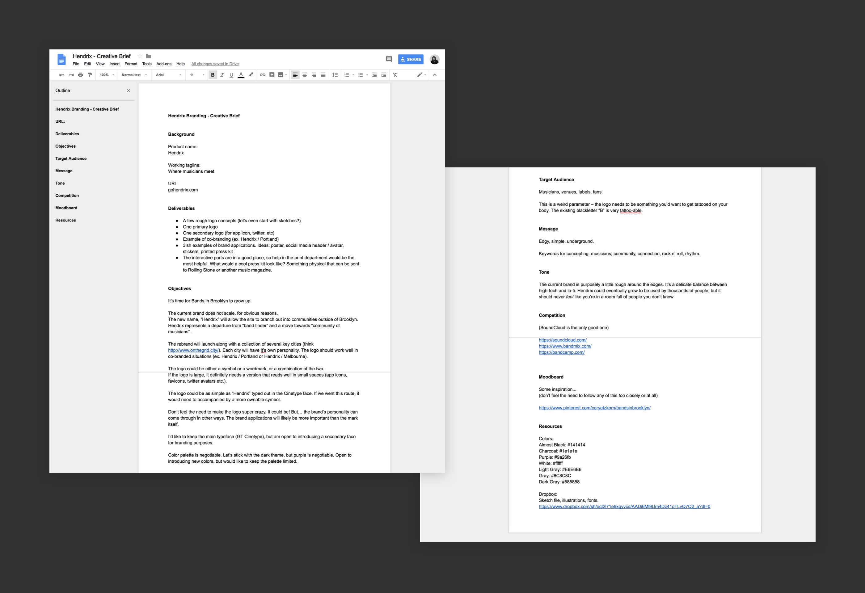 Hendrix creative brief.