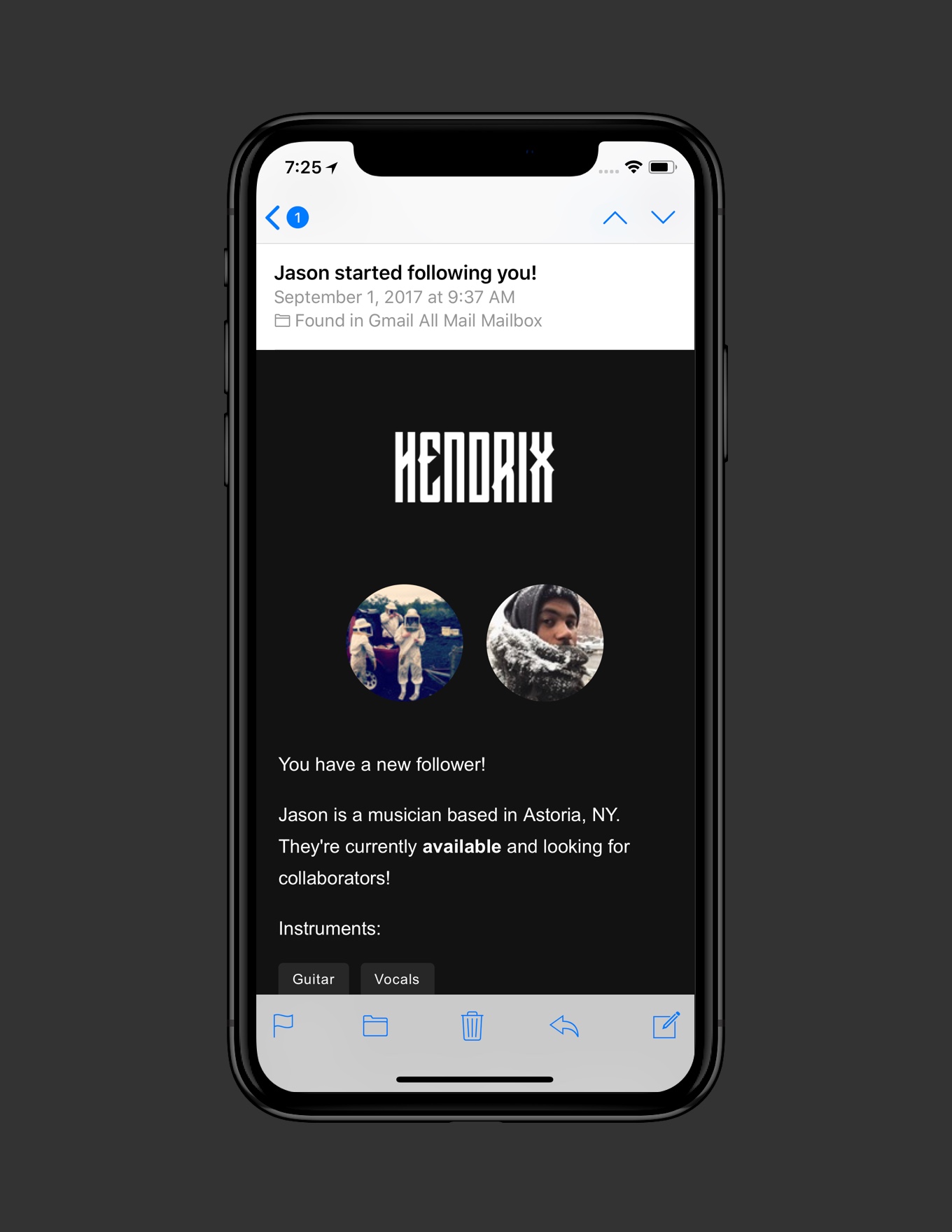 New follower notification.