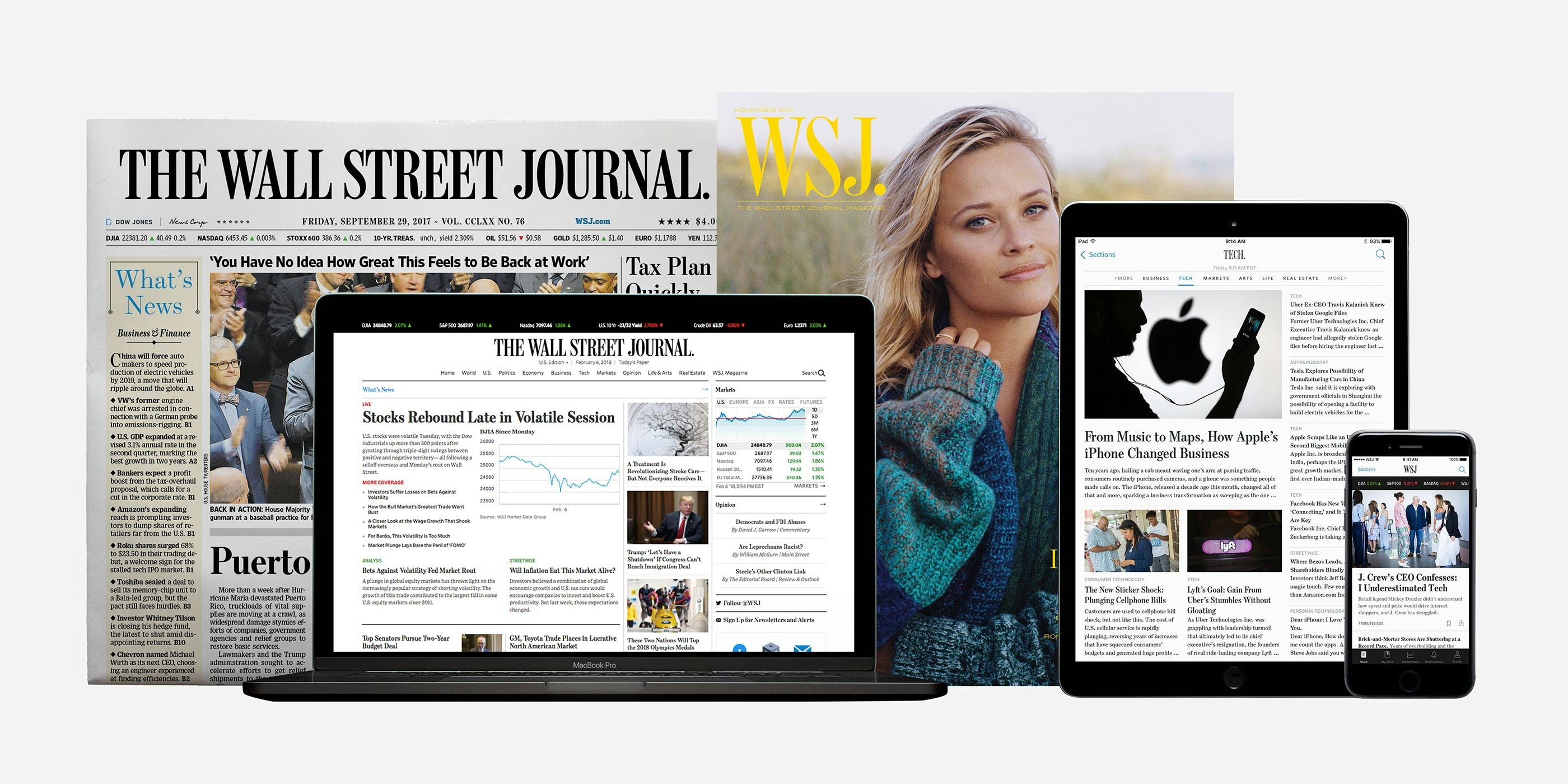 WSJ newspaper, website, and apps