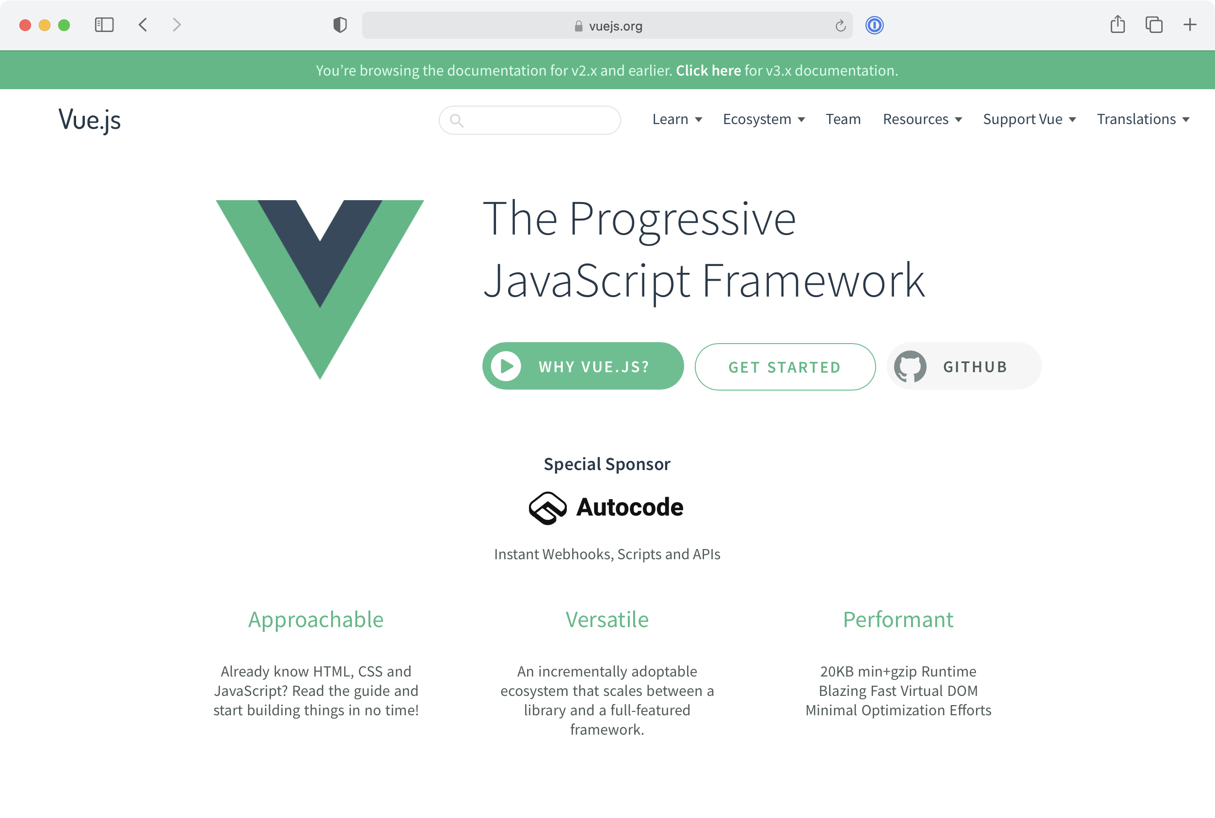 Vue.js home page